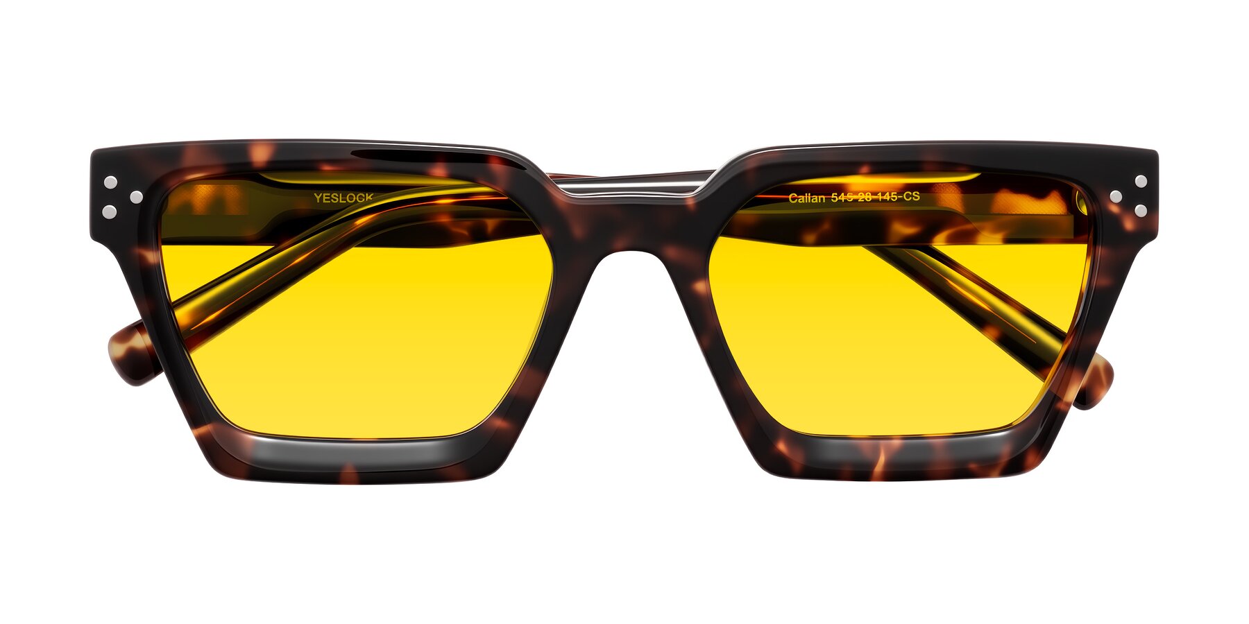 Folded Front of Callan in Tortoise with Yellow Tinted Lenses
