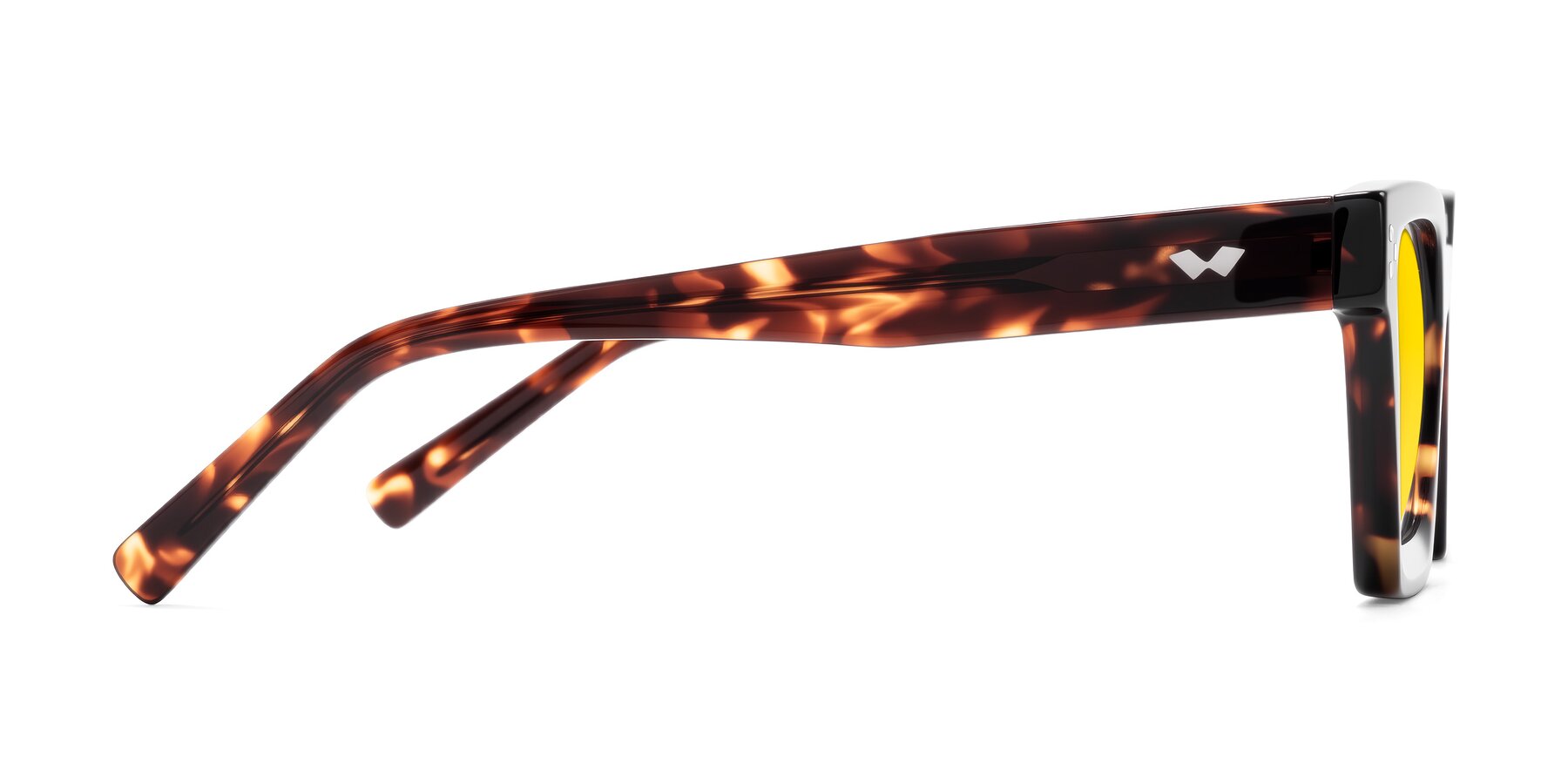 Side of Callan in Tortoise with Yellow Tinted Lenses