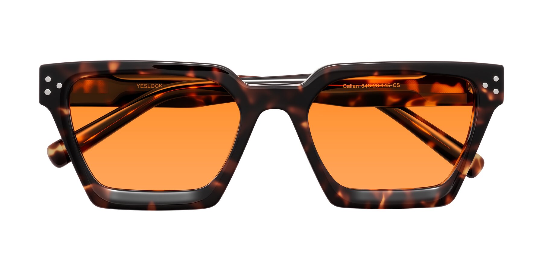 Folded Front of Callan in Tortoise with Orange Tinted Lenses