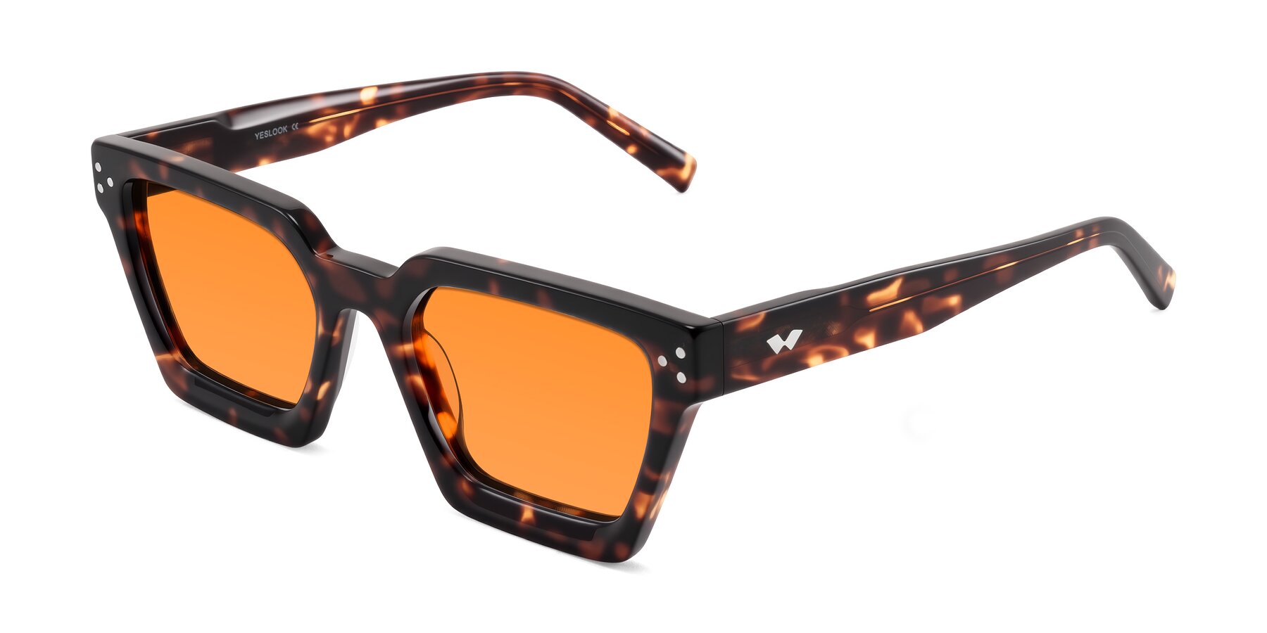 Angle of Callan in Tortoise with Orange Tinted Lenses