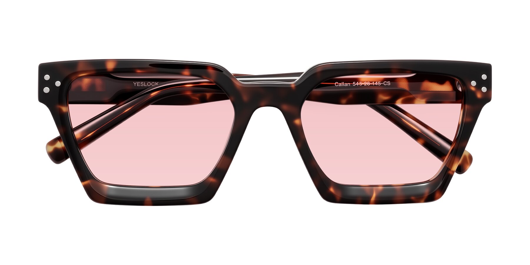 Folded Front of Callan in Tortoise with Light Garnet Tinted Lenses