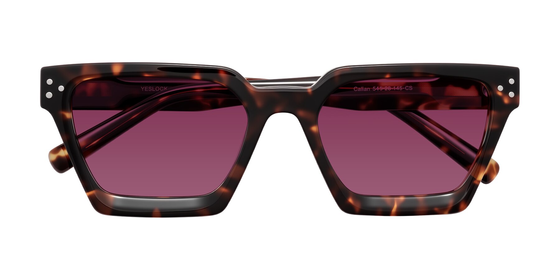 Folded Front of Callan in Tortoise with Wine Tinted Lenses