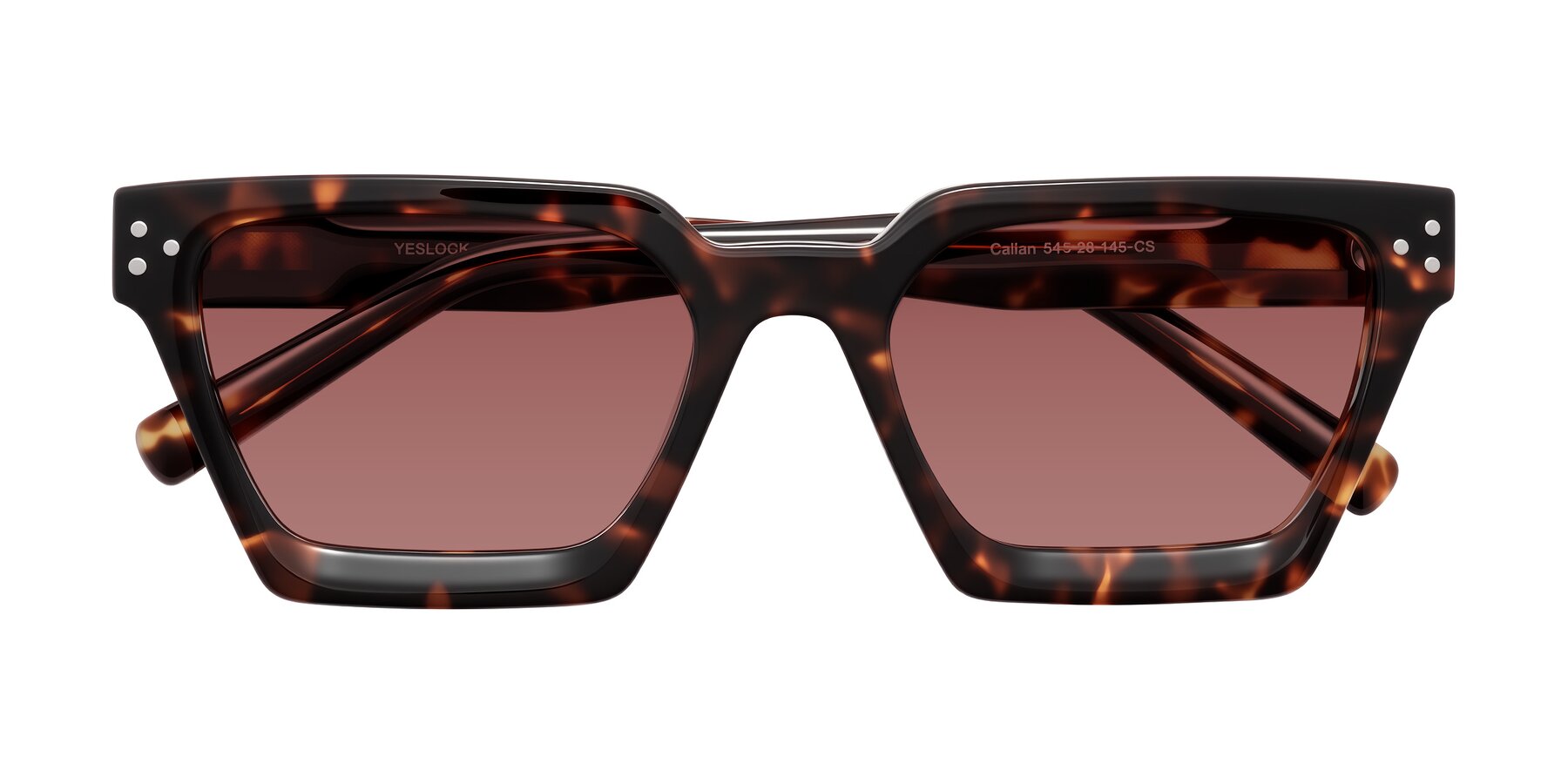 Folded Front of Callan in Tortoise with Garnet Tinted Lenses