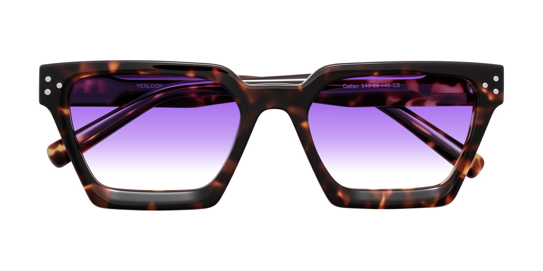 Folded Front of Callan in Tortoise with Purple Gradient Lenses