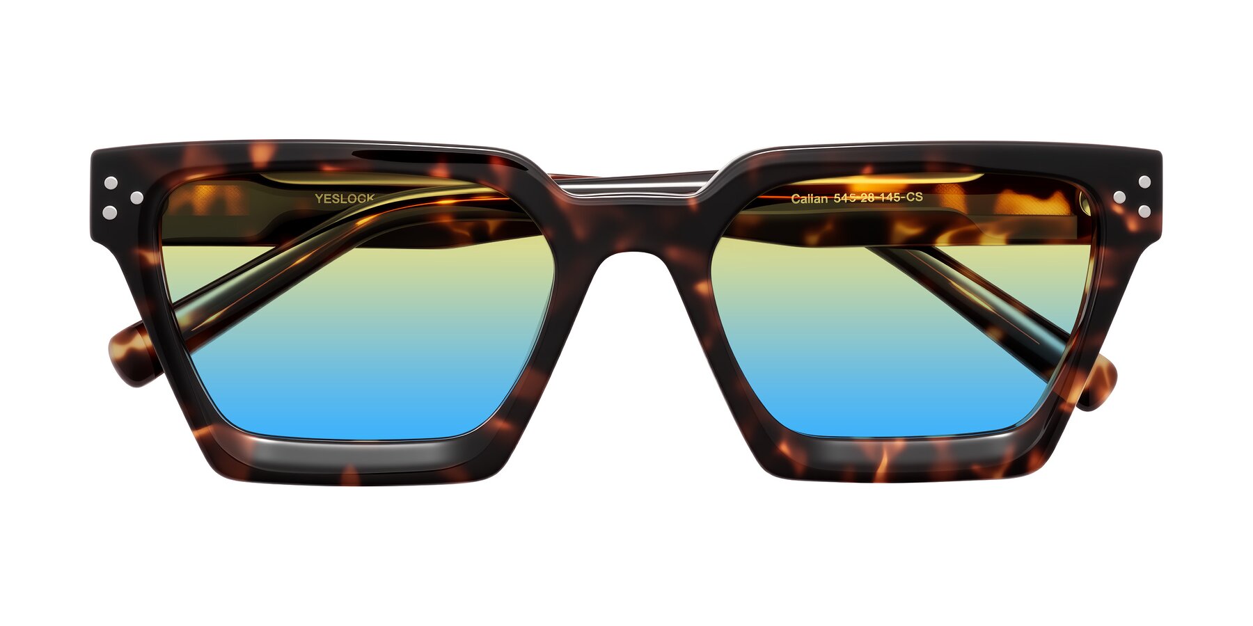 Folded Front of Callan in Tortoise with Yellow / Blue Gradient Lenses