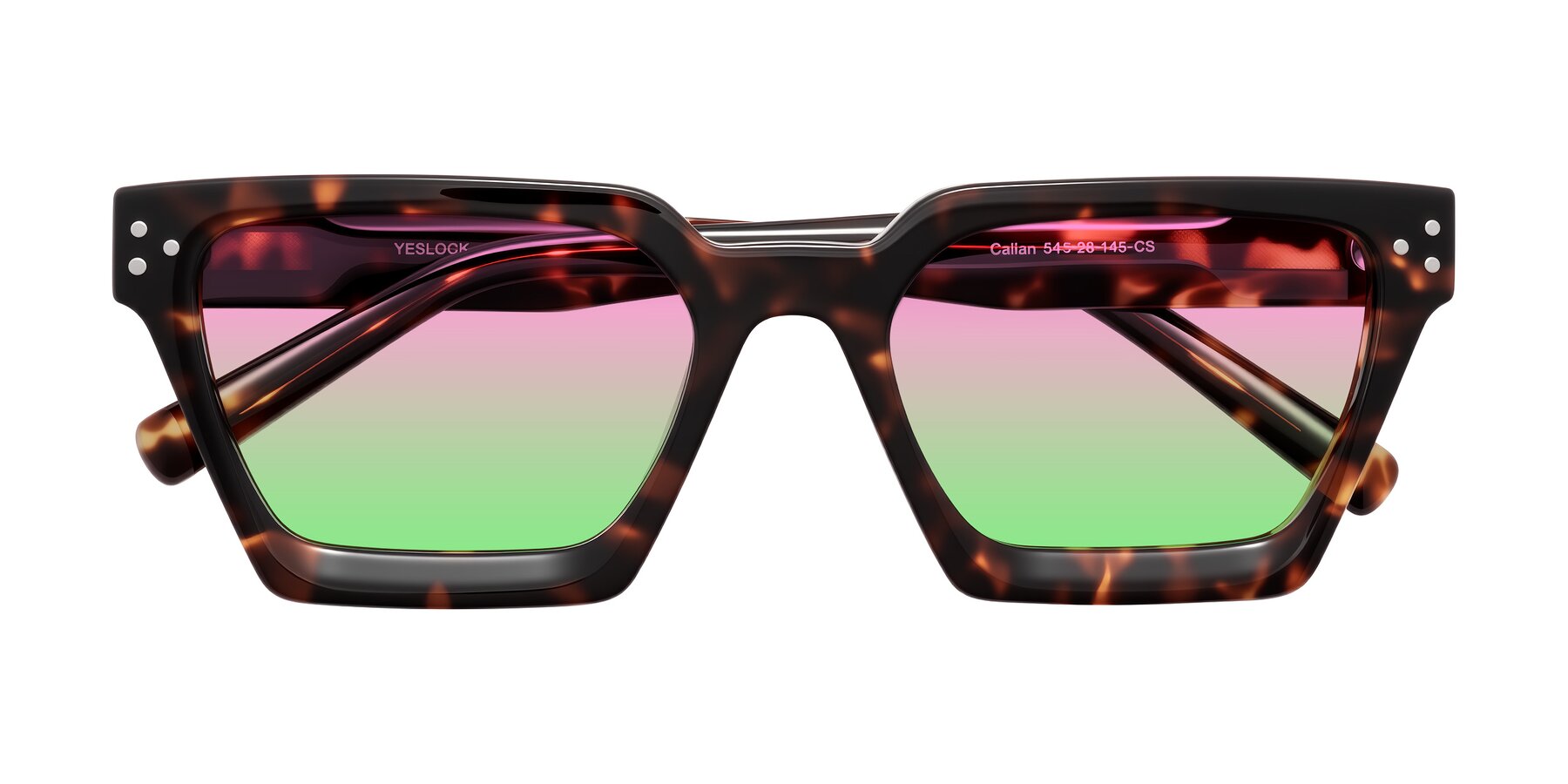 Folded Front of Callan in Tortoise with Pink / Green Gradient Lenses