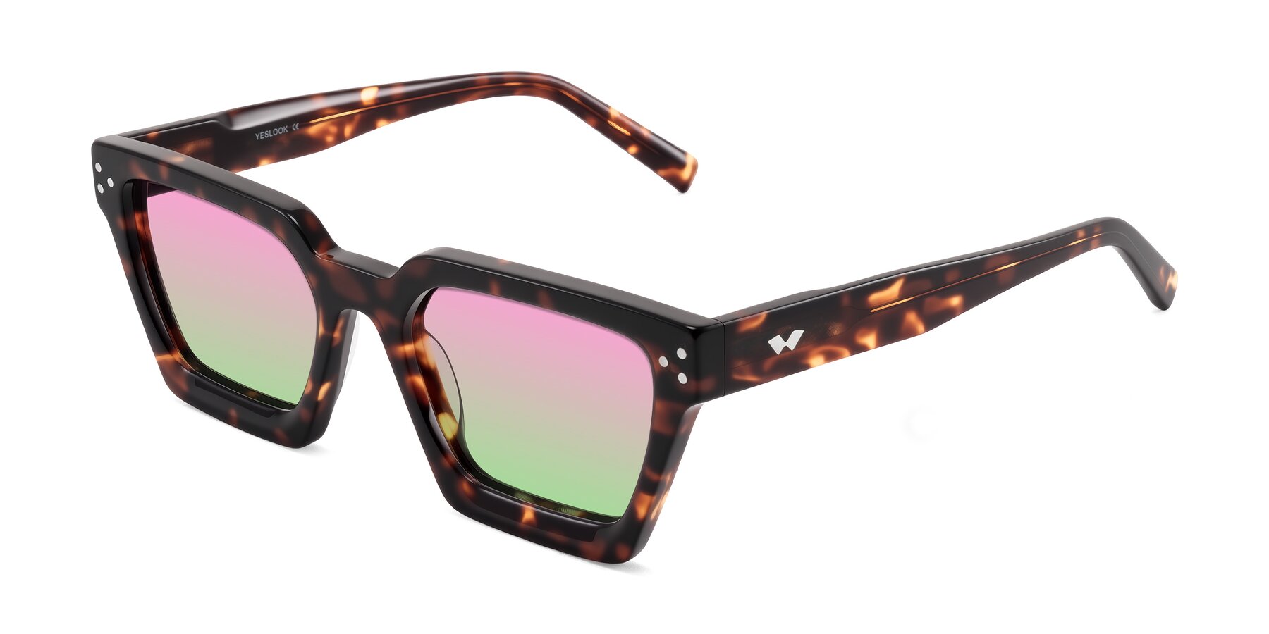 Angle of Callan in Tortoise with Pink / Green Gradient Lenses