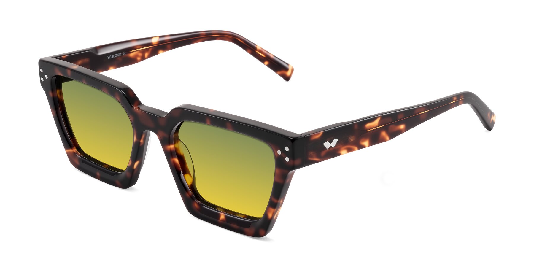 Angle of Callan in Tortoise with Green / Yellow Gradient Lenses
