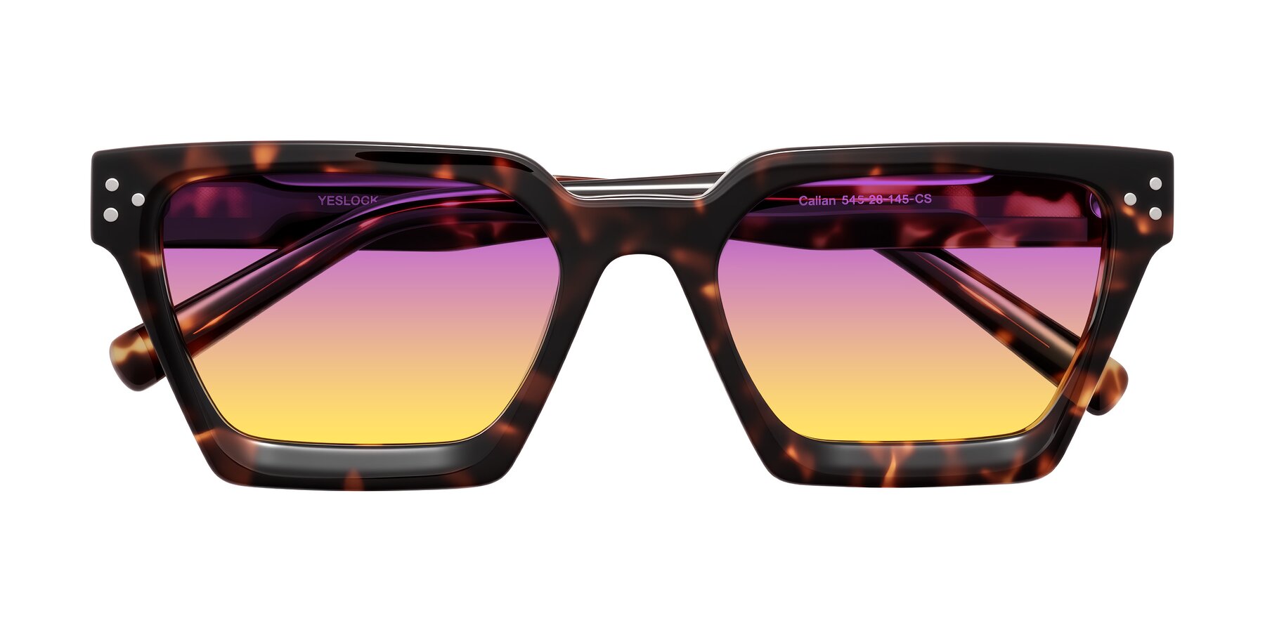 Folded Front of Callan in Tortoise with Purple / Yellow Gradient Lenses