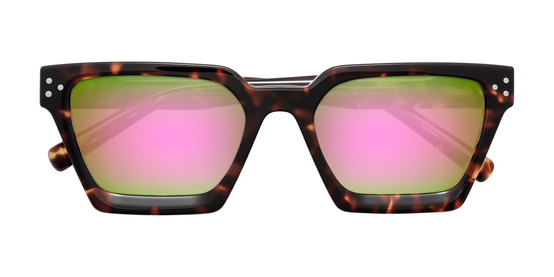 Folded Front of Callan in Tortoise with Pink Mirrored Lenses