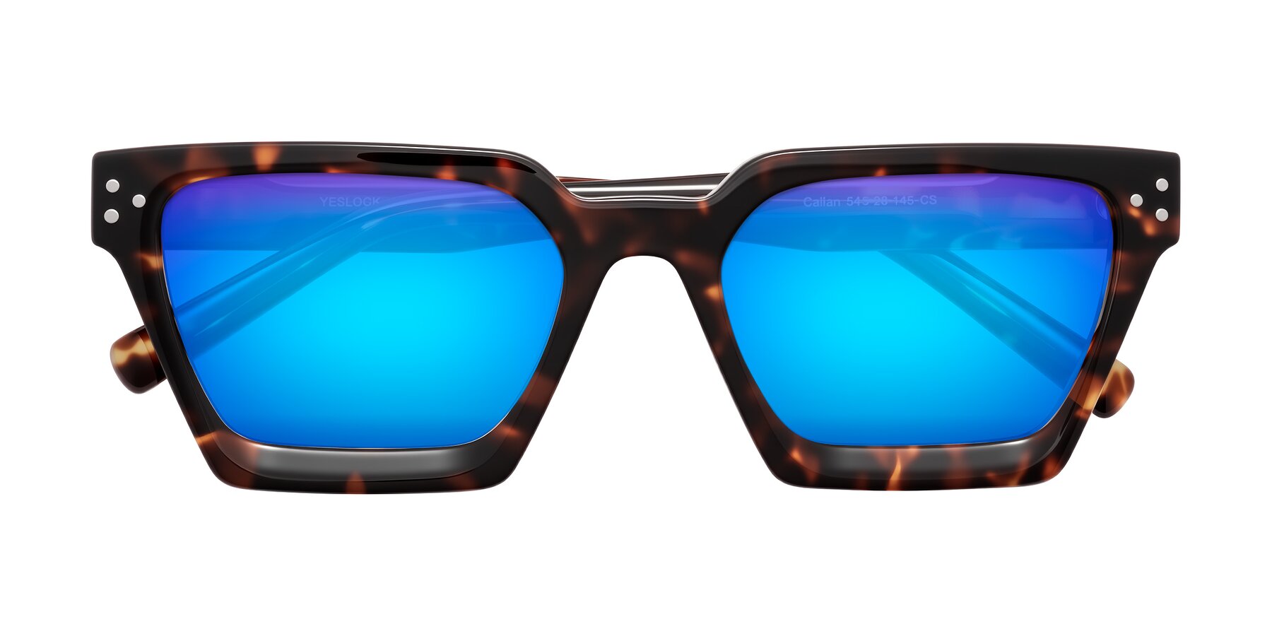 Folded Front of Callan in Tortoise with Blue Mirrored Lenses