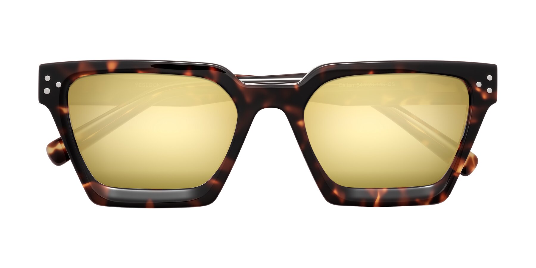 Folded Front of Callan in Tortoise with Gold Mirrored Lenses