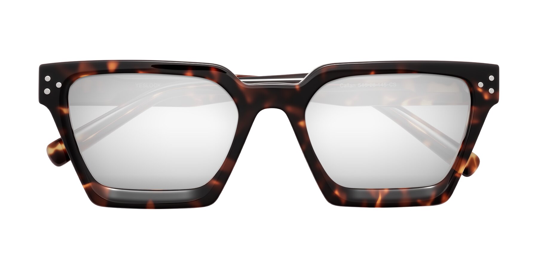 Folded Front of Callan in Tortoise with Silver Mirrored Lenses