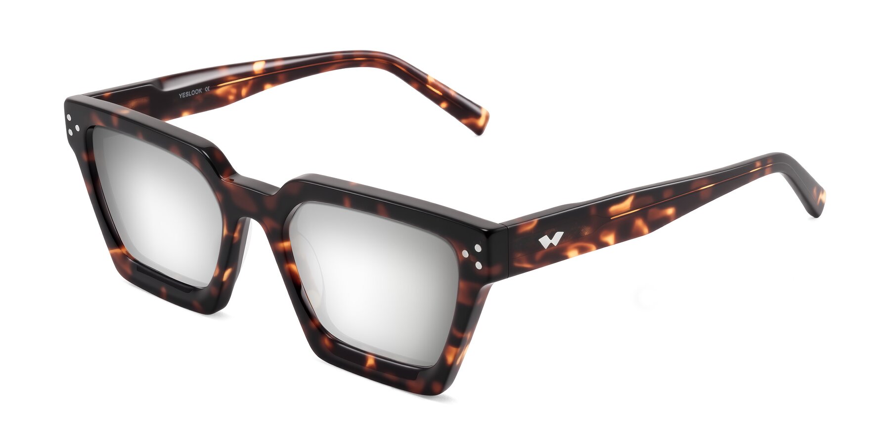 Angle of Callan in Tortoise with Silver Mirrored Lenses