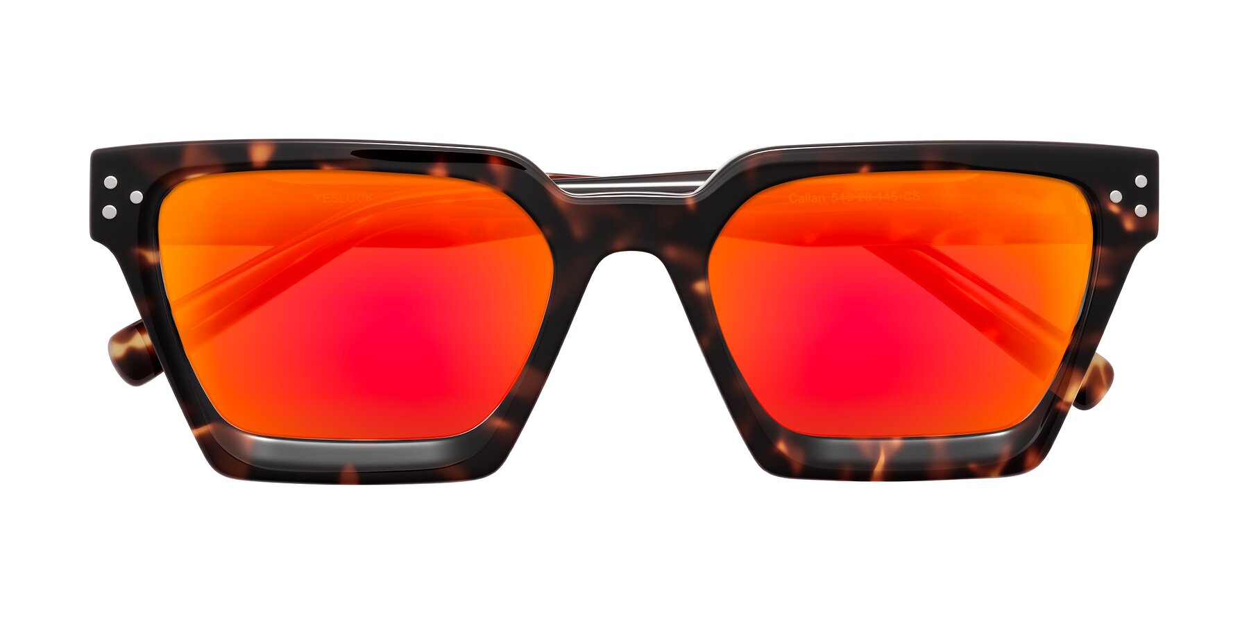 Folded Front of Callan in Tortoise with Red Gold Mirrored Lenses
