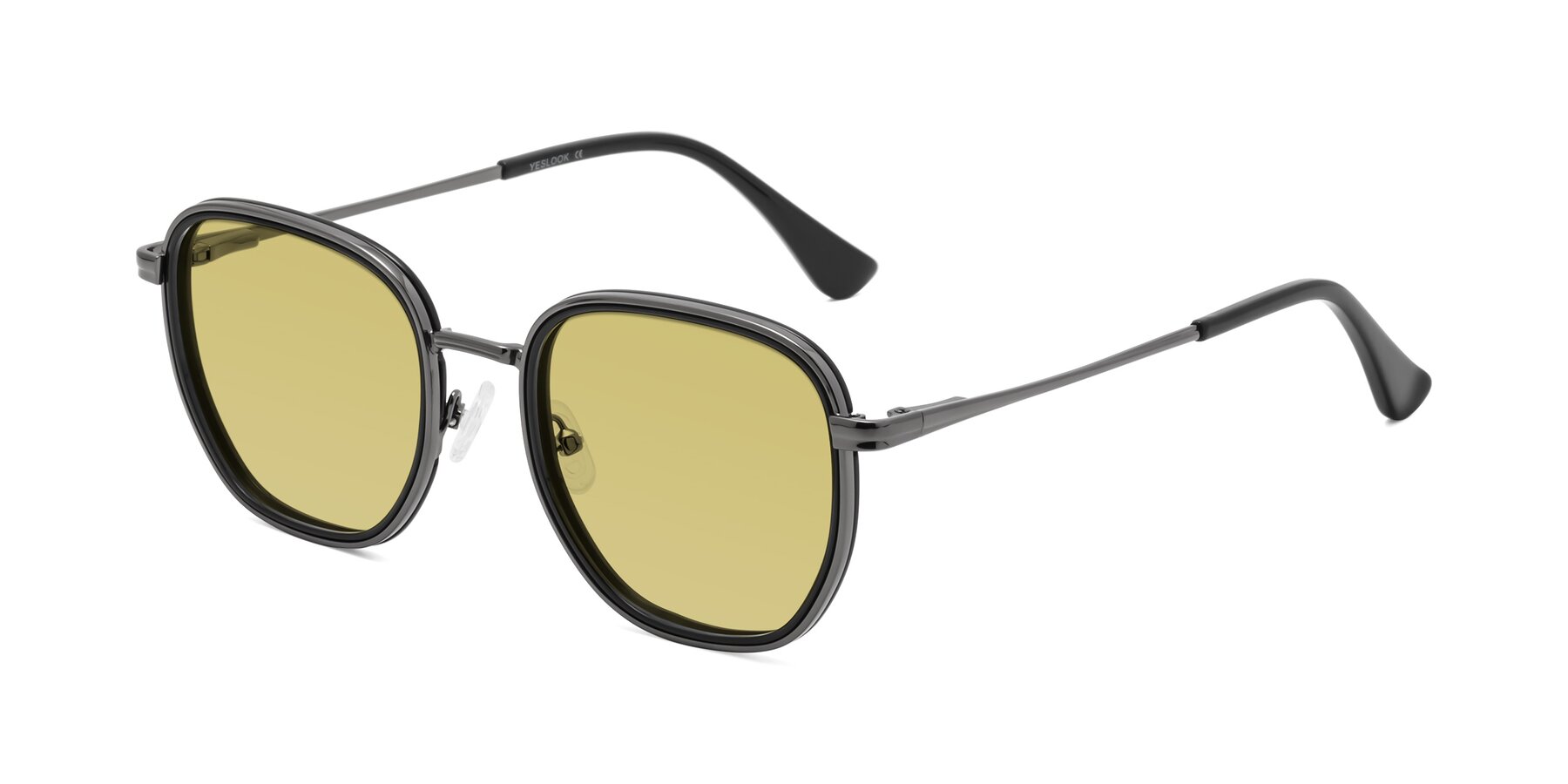 Angle of Goodbar in Gunmetal-Black with Medium Champagne Tinted Lenses