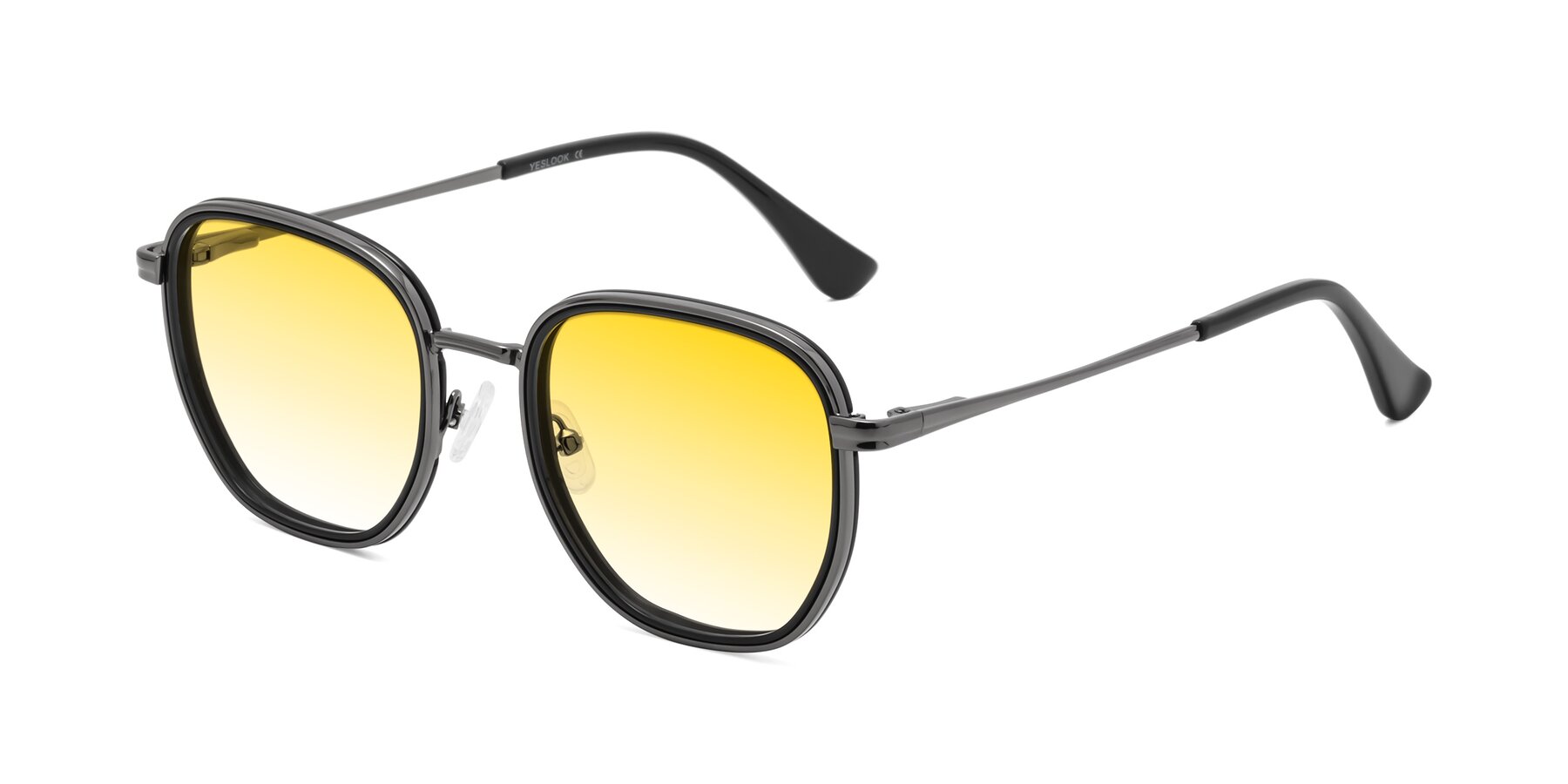 Angle of Goodbar in Gunmetal-Black with Yellow Gradient Lenses