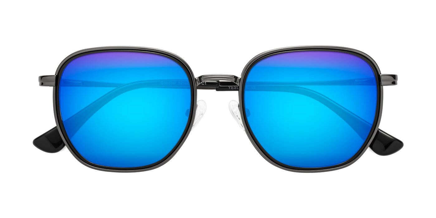 Goodbar - Gunmetal/Black Flash Mirrored Sunglasses