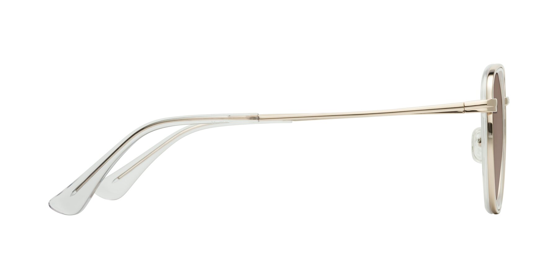 Side of Goodbar in Pale Gold-Clear with Medium Brown Tinted Lenses