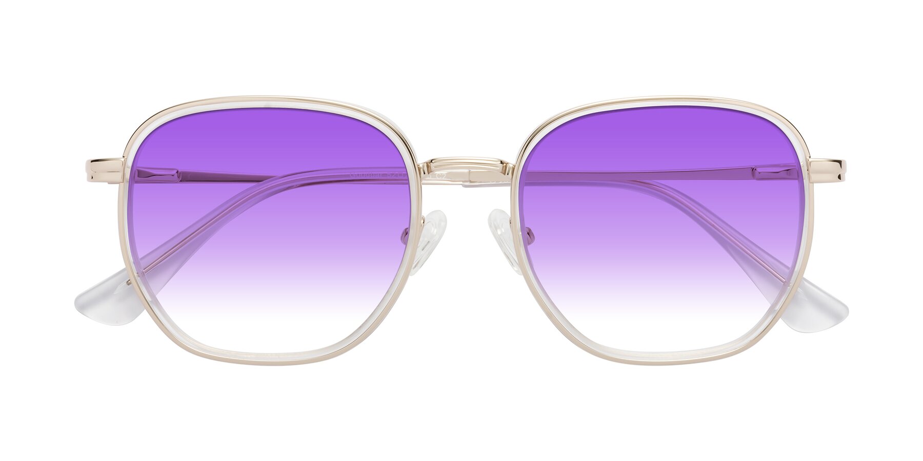 Folded Front of Goodbar in Pale Gold-Clear with Purple Gradient Lenses