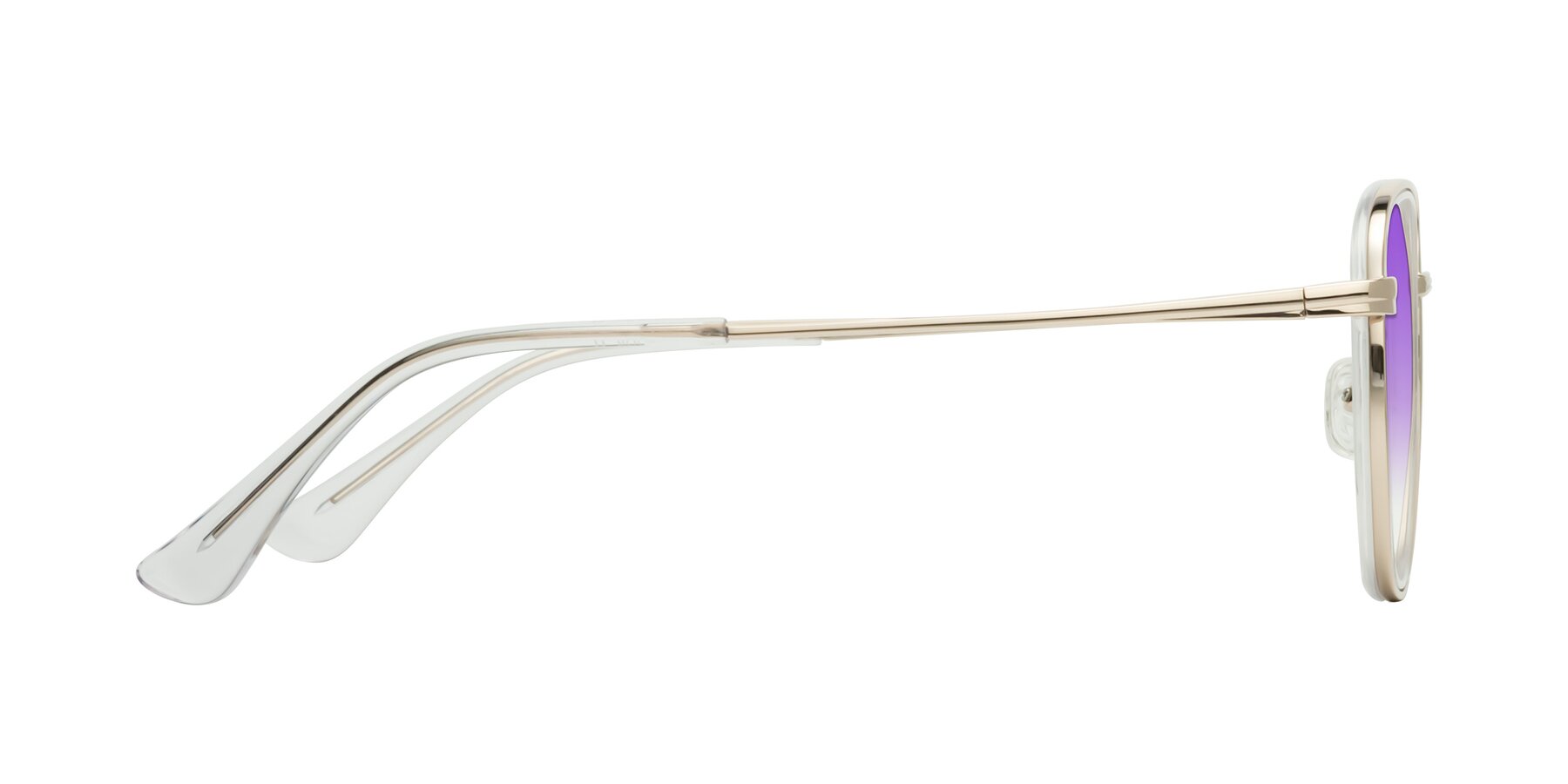 Side of Goodbar in Pale Gold-Clear with Purple Gradient Lenses