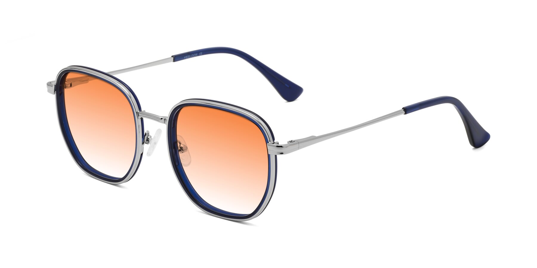 Angle of Goodbar in Silver-Deep Sapphire with Orange Gradient Lenses