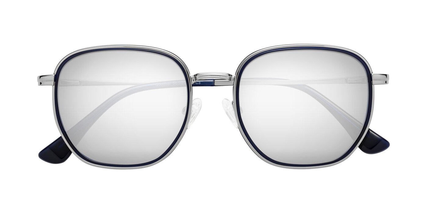 Goodbar - Silver/Deep Sapphire Flash Mirrored Sunglasses