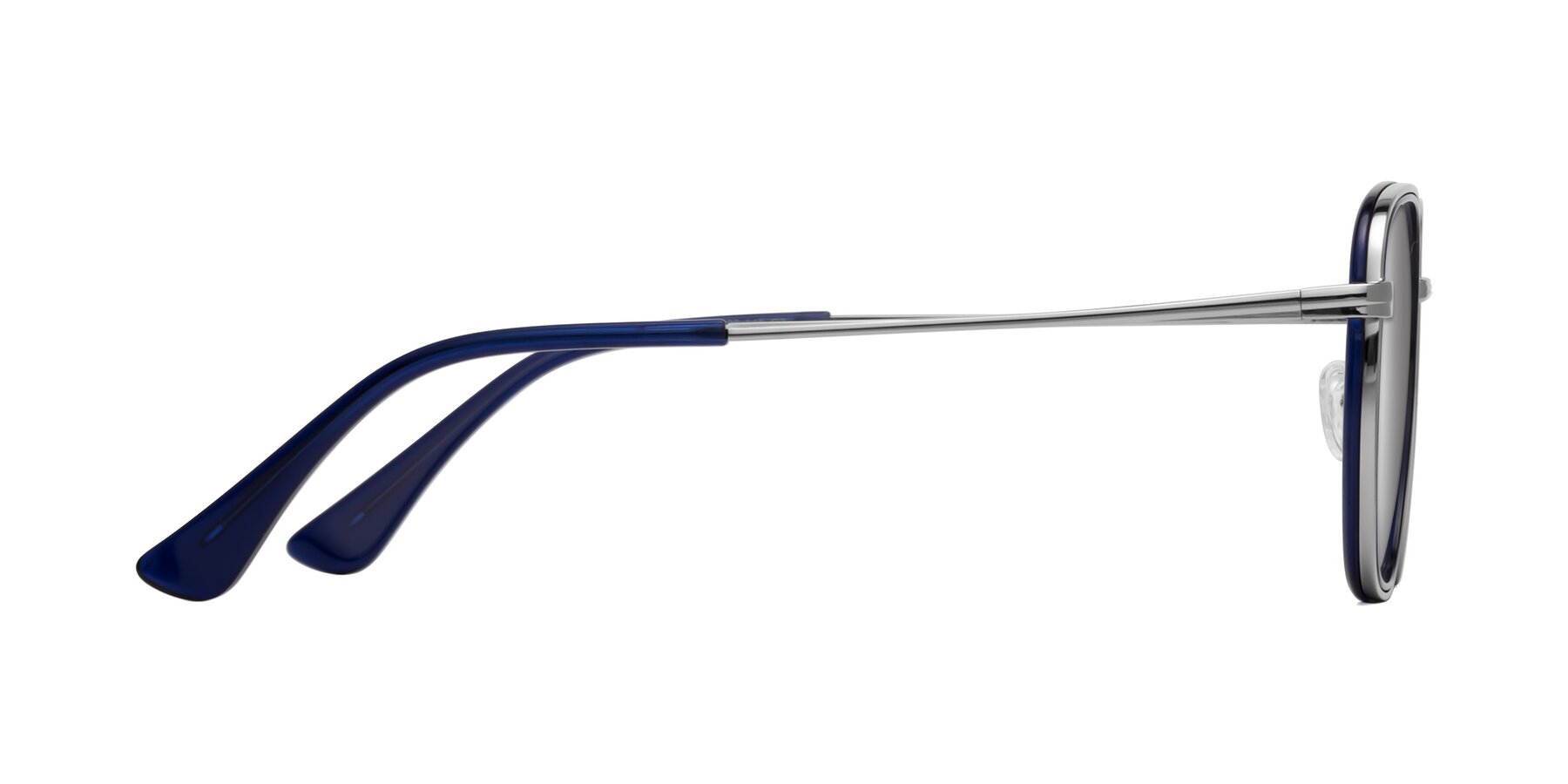 Side of Goodbar in Silver-Deep Sapphire with Silver Mirrored Lenses