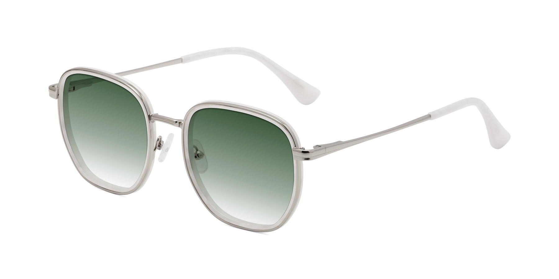 Angle of Goodbar in Silver-Glacier White with Green Gradient Lenses