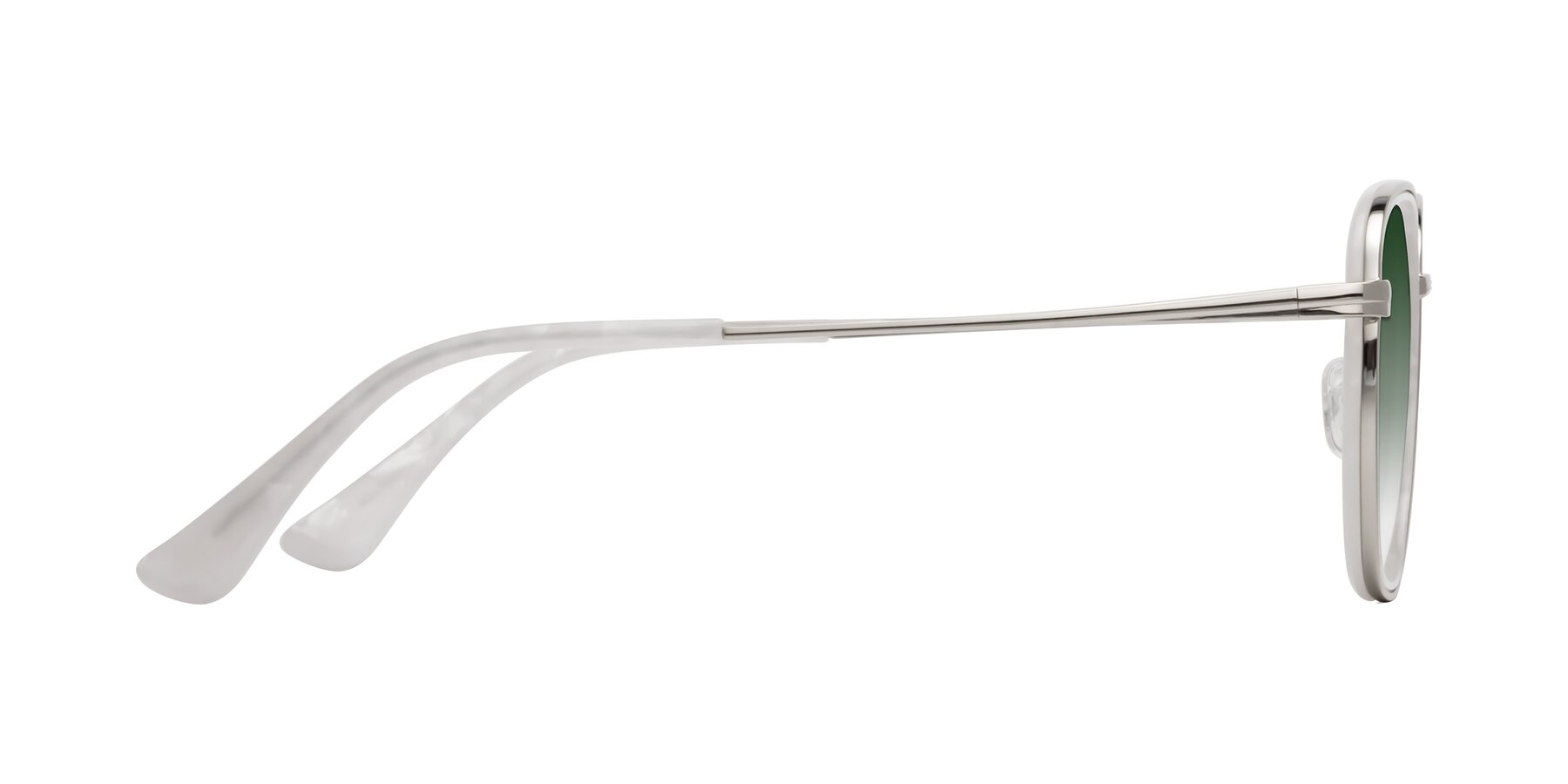 Side of Goodbar in Silver-Glacier White with Green Gradient Lenses