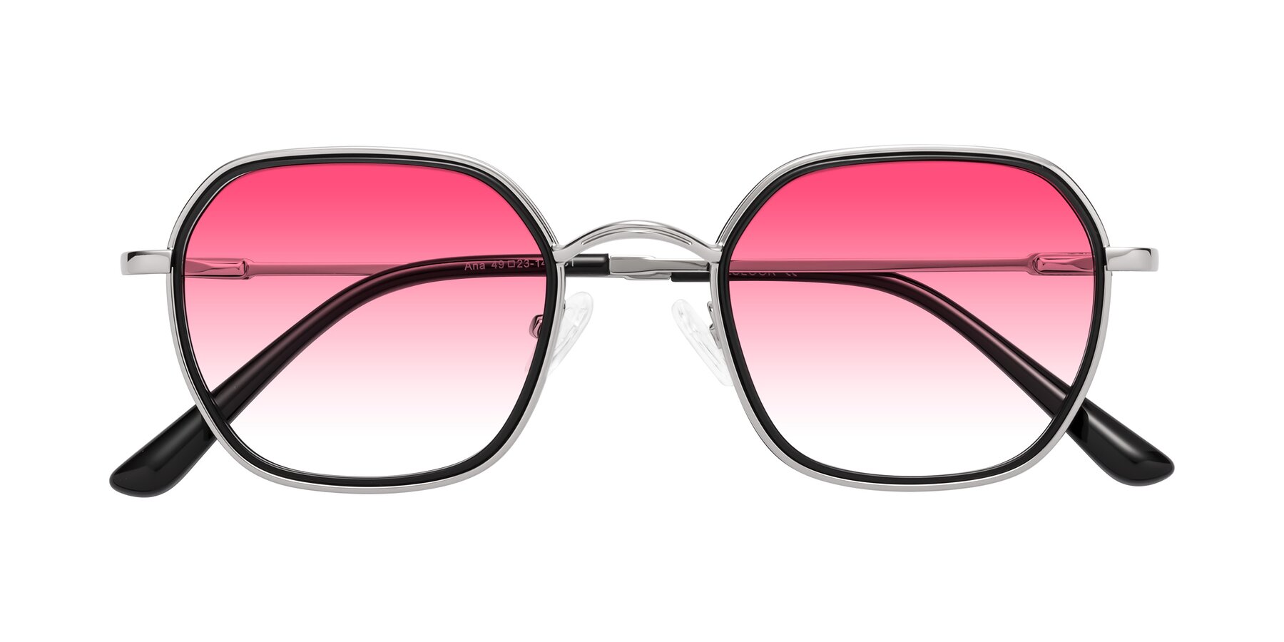 Folded Front of Ana in Black-Silver with Pink Gradient Lenses