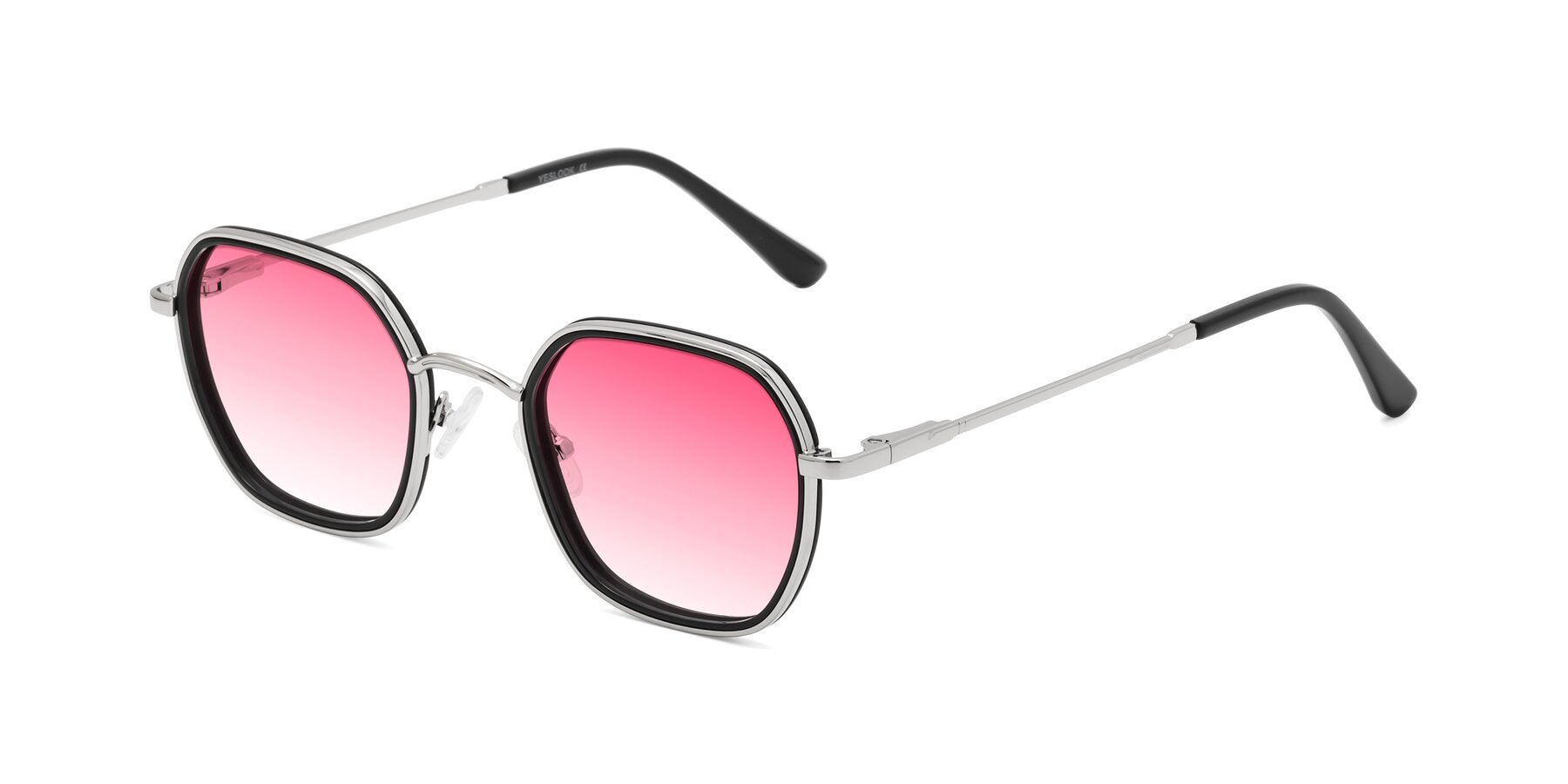 Angle of Ana in Black-Silver with Pink Gradient Lenses