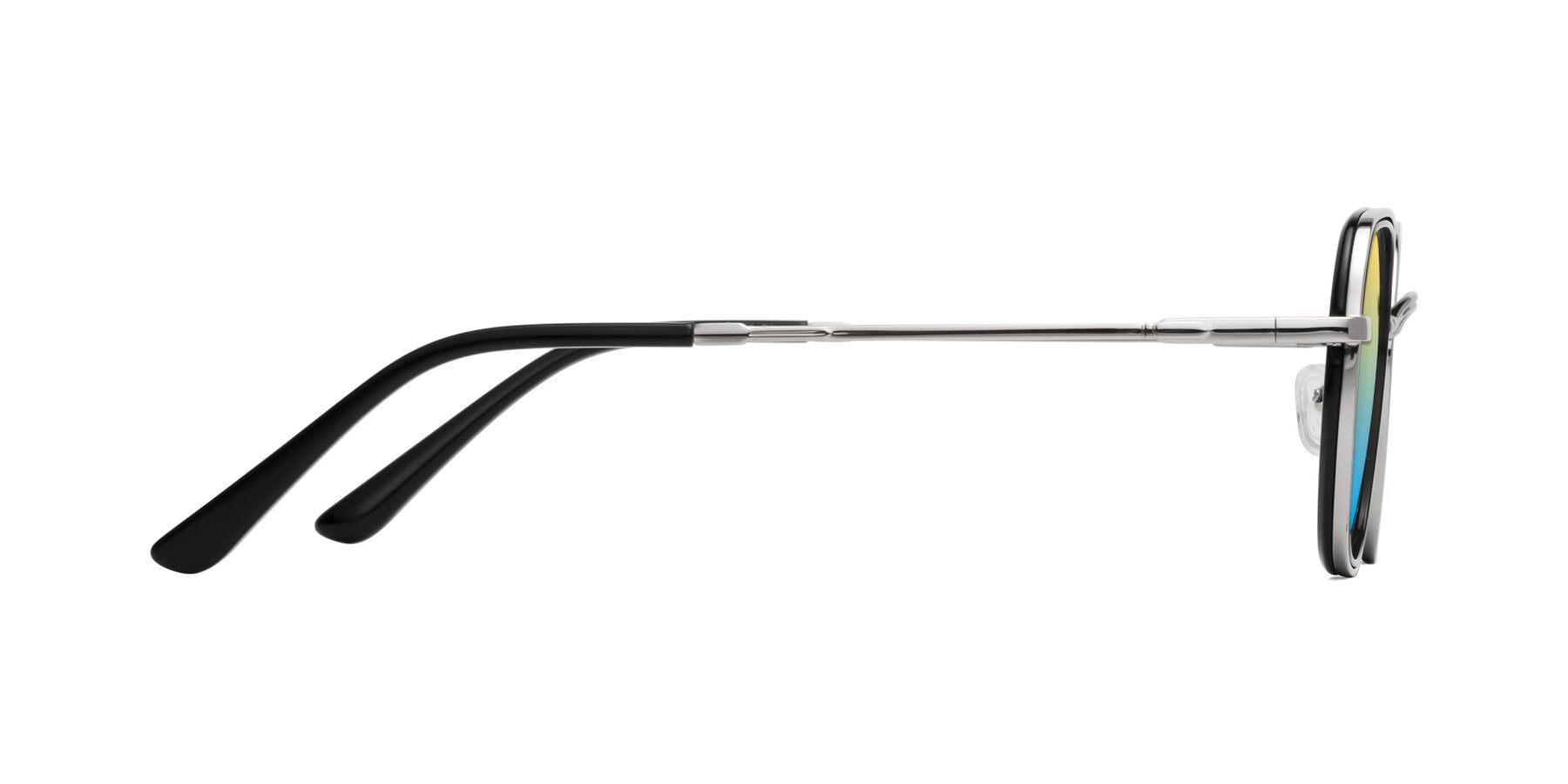 Side of Ana in Black/Silver with Yellow / Blue Gradient Lenses