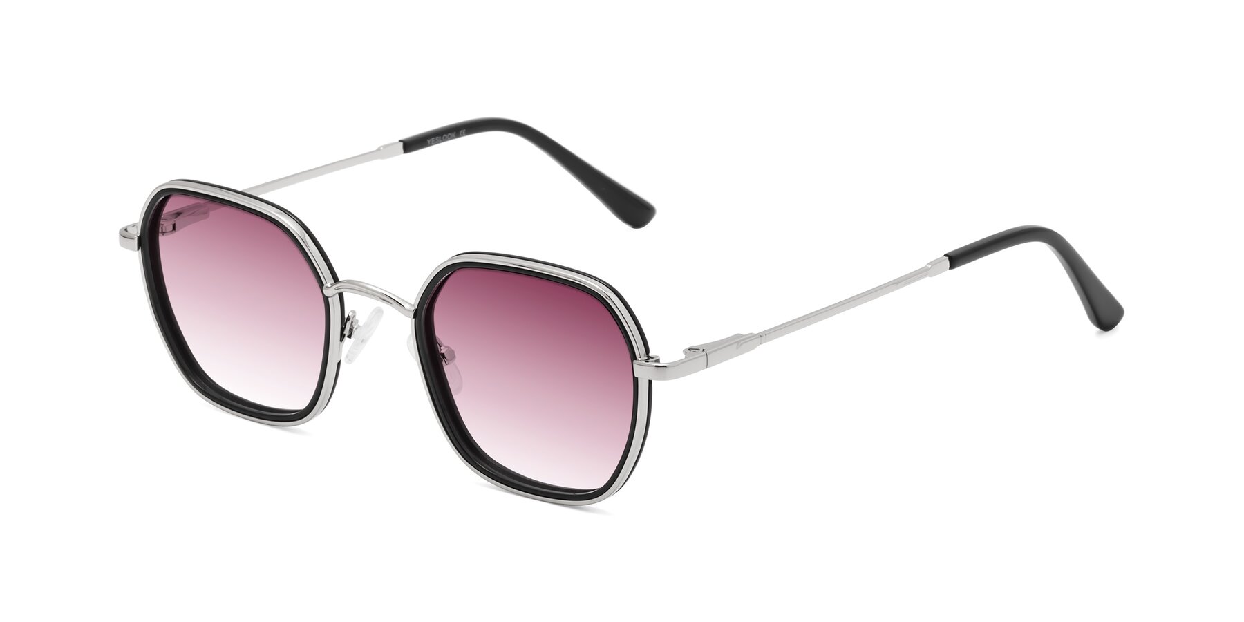 Angle of Ana in Black-Silver with Wine Gradient Lenses