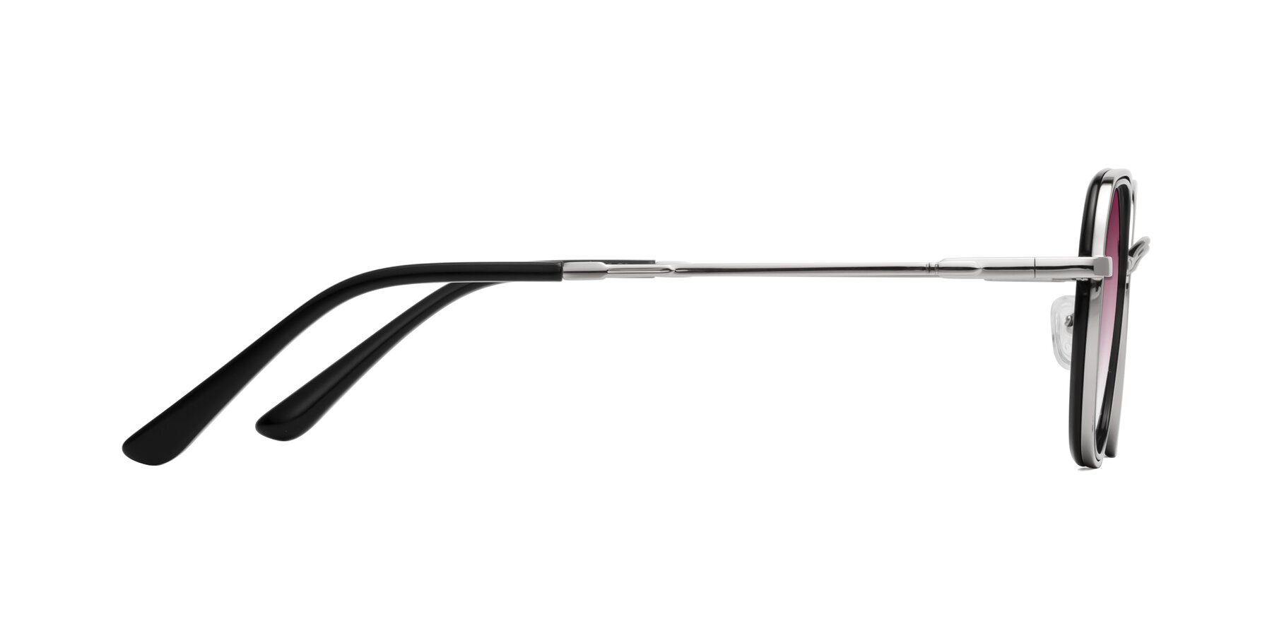 Side of Ana in Black-Silver with Wine Gradient Lenses