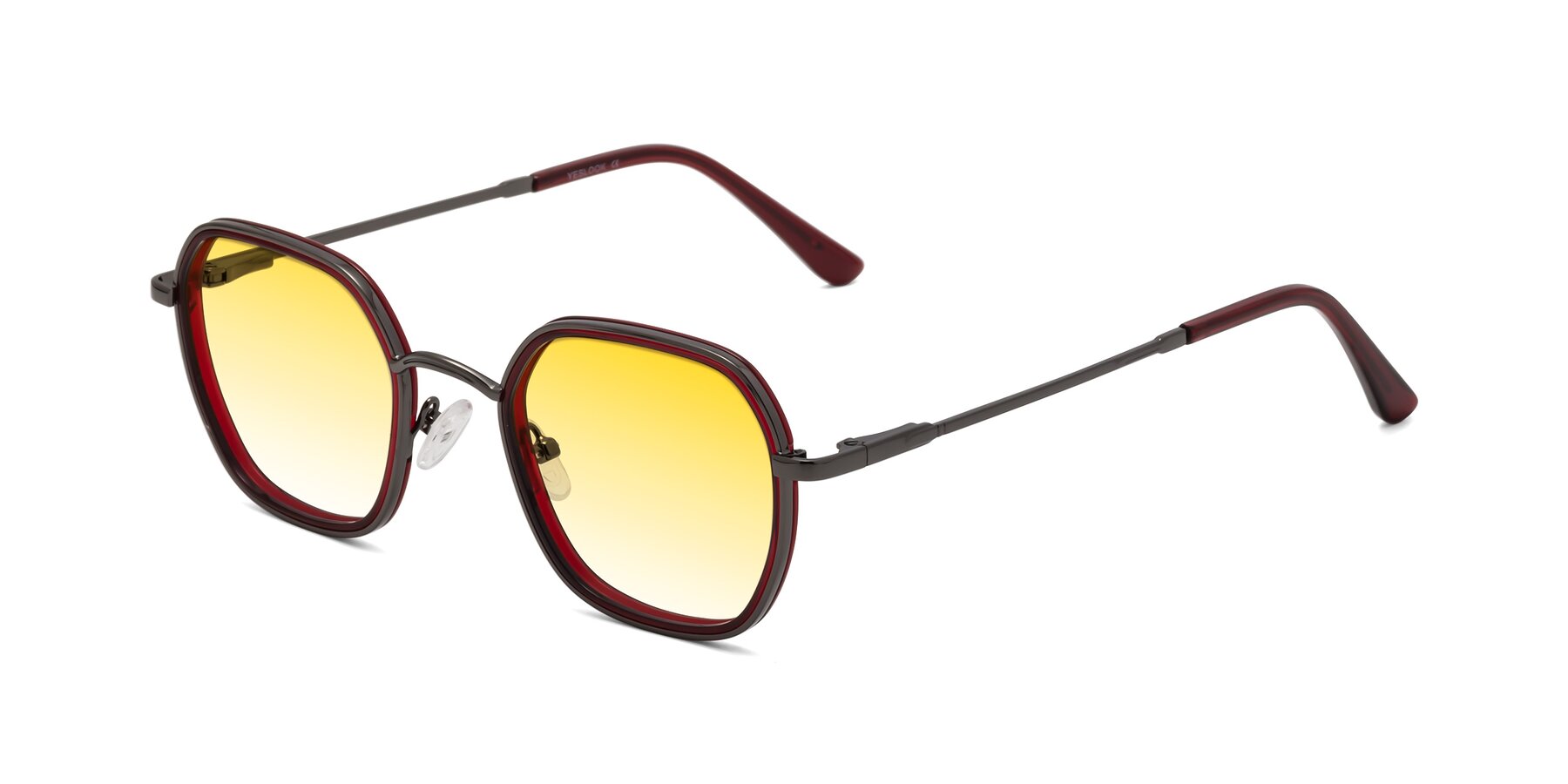 Angle of Ana in Ruby-Gunmetal with Yellow Gradient Lenses