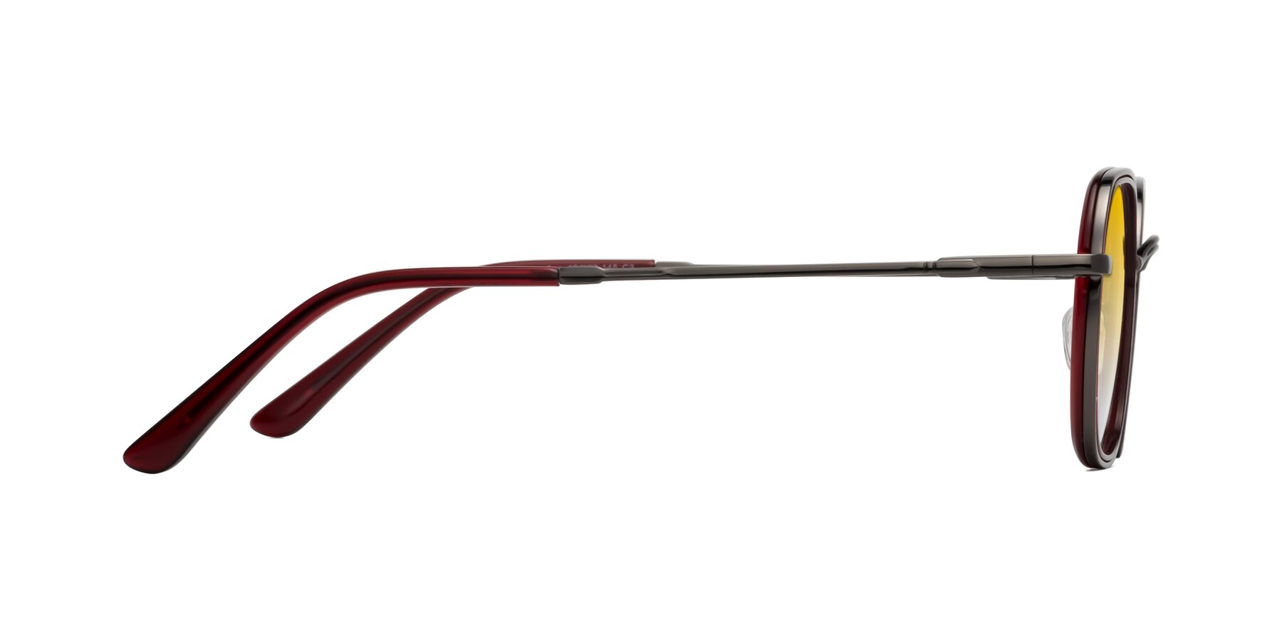 Side of Ana in Ruby-Gunmetal with Yellow Gradient Lenses