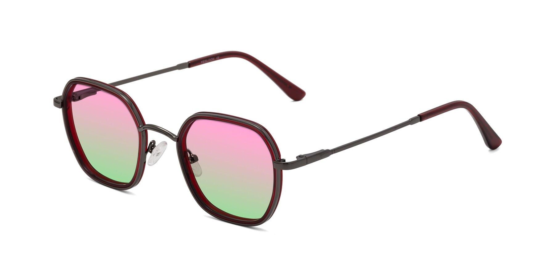 Angle of Ana in Ruby-Gunmetal with Pink / Green Gradient Lenses