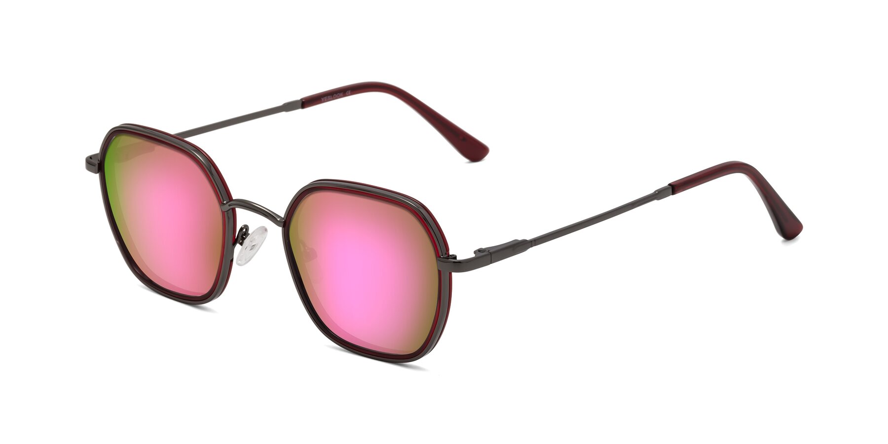 Angle of Ana in Ruby-Gunmetal with Pink Mirrored Lenses