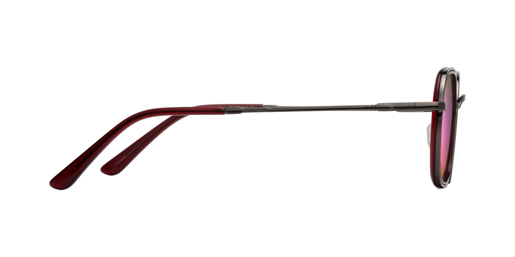 Side of Ana in Ruby-Gunmetal with Pink Mirrored Lenses