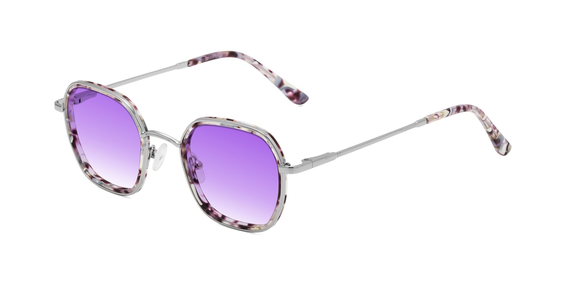 Angle of Ana in Seashell Tortoise-Silver with Purple Gradient Lenses