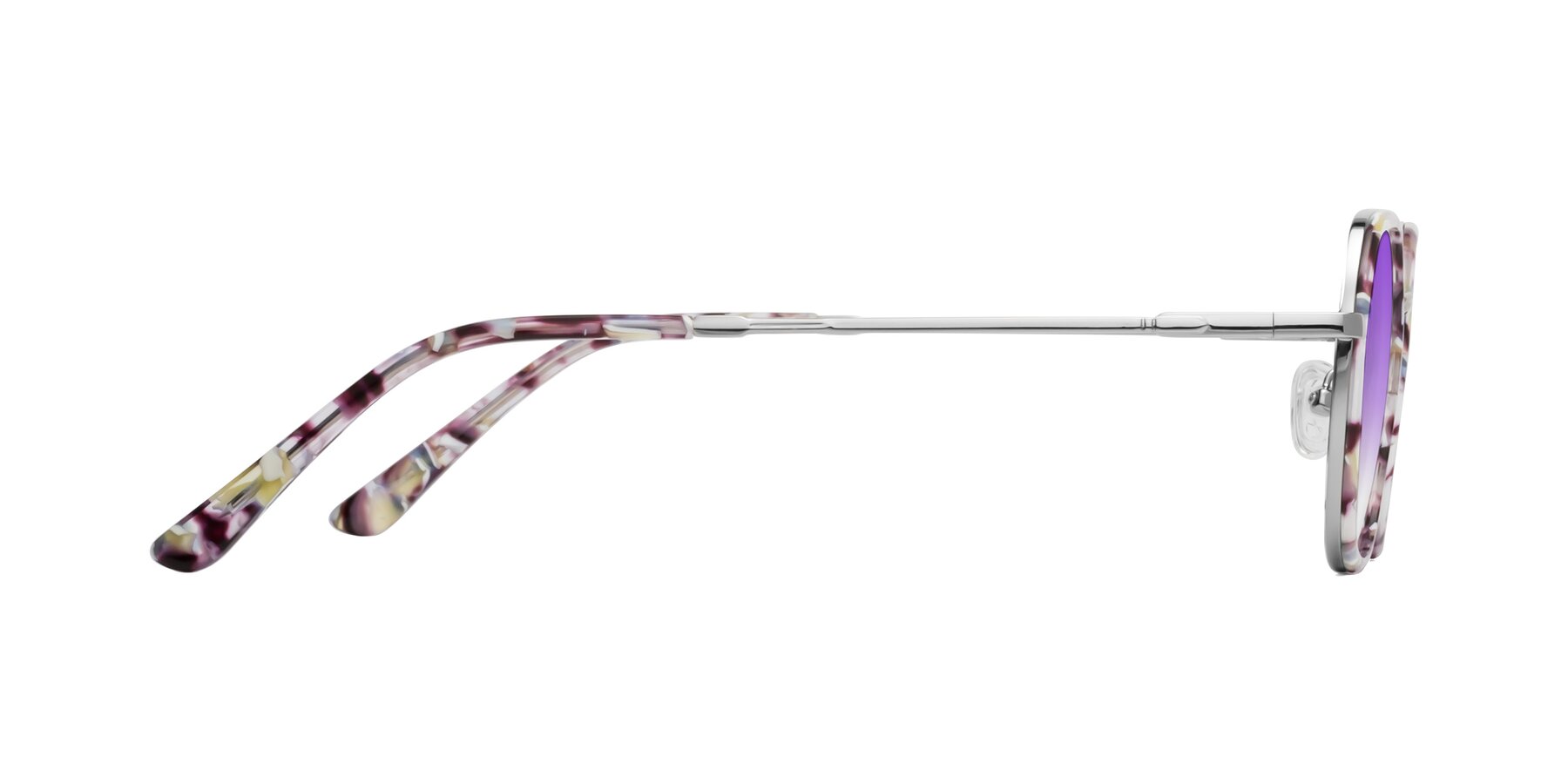 Side of Ana in Seashell Tortoise-Silver with Purple Gradient Lenses