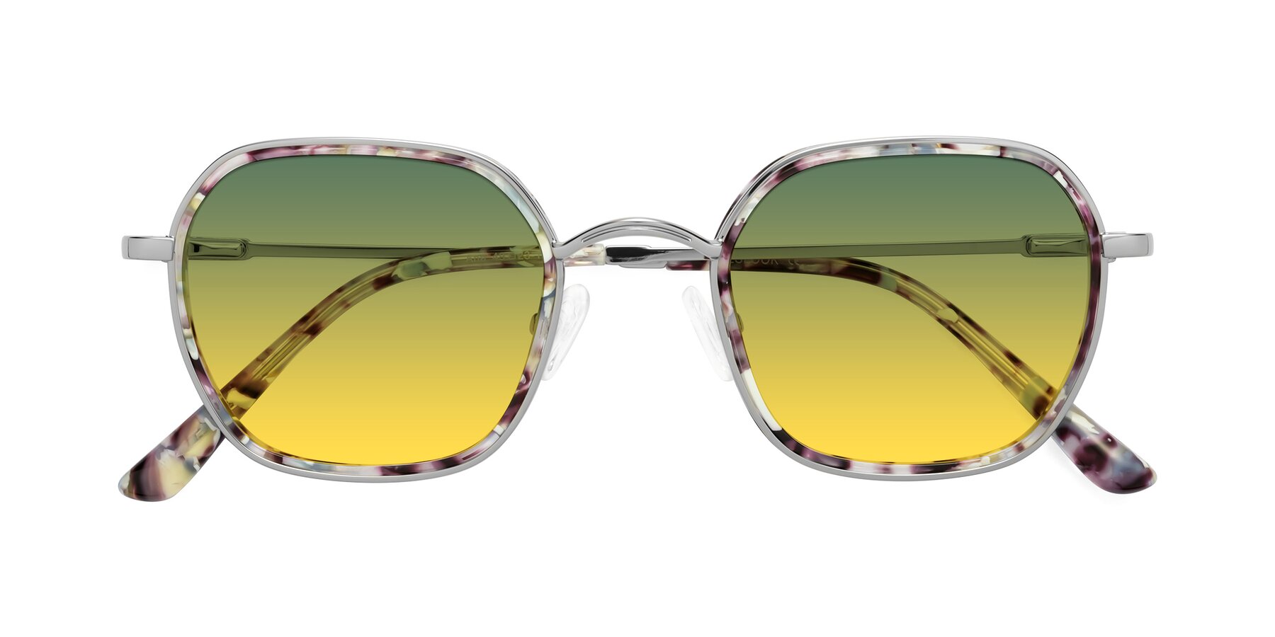 Folded Front of Ana in Seashell Tortoise-Silver with Green / Yellow Gradient Lenses