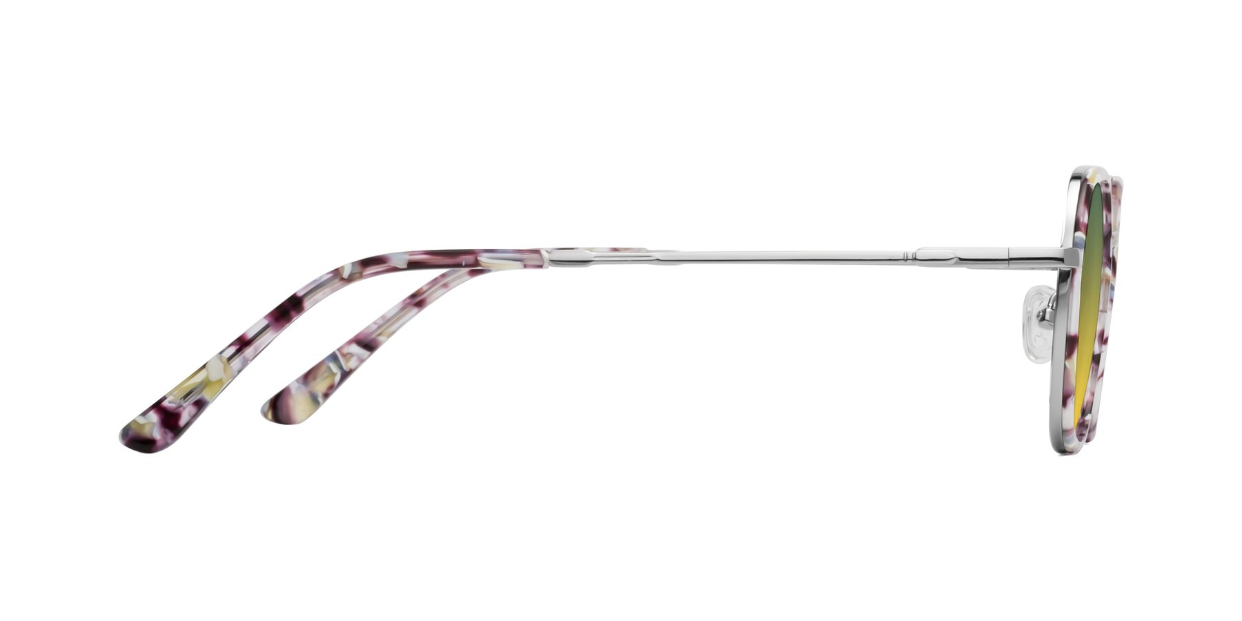 Side of Ana in Seashell Tortoise-Silver with Green / Yellow Gradient Lenses