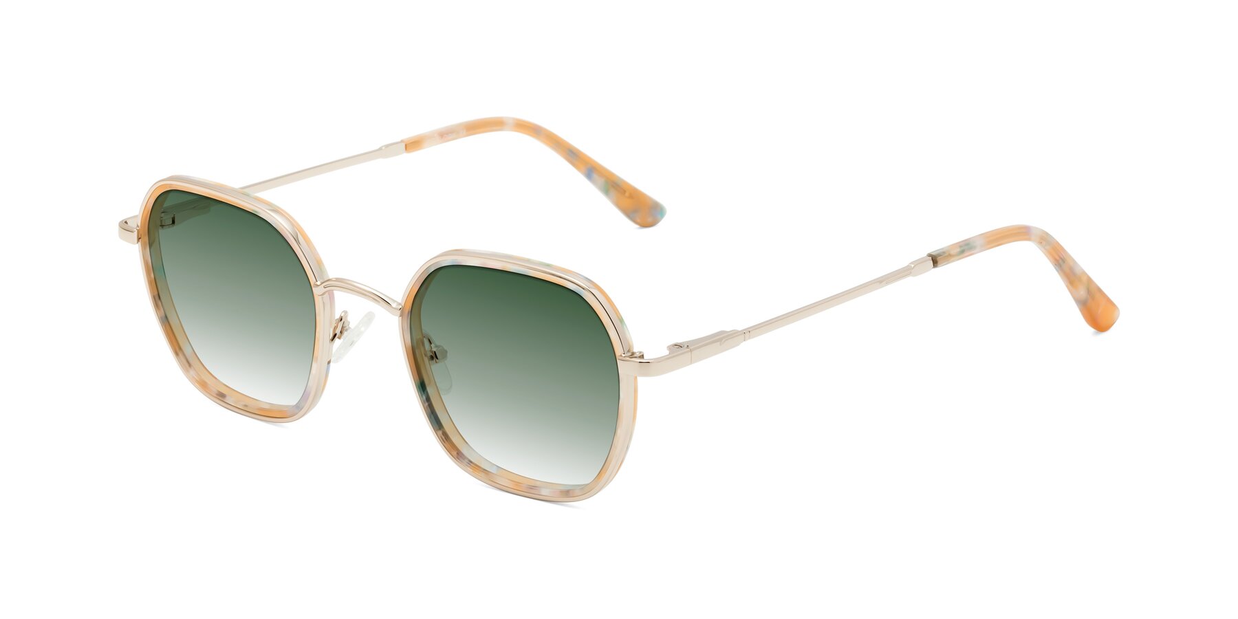 Angle of Ana in Coral Tortoise-Gold with Green Gradient Lenses