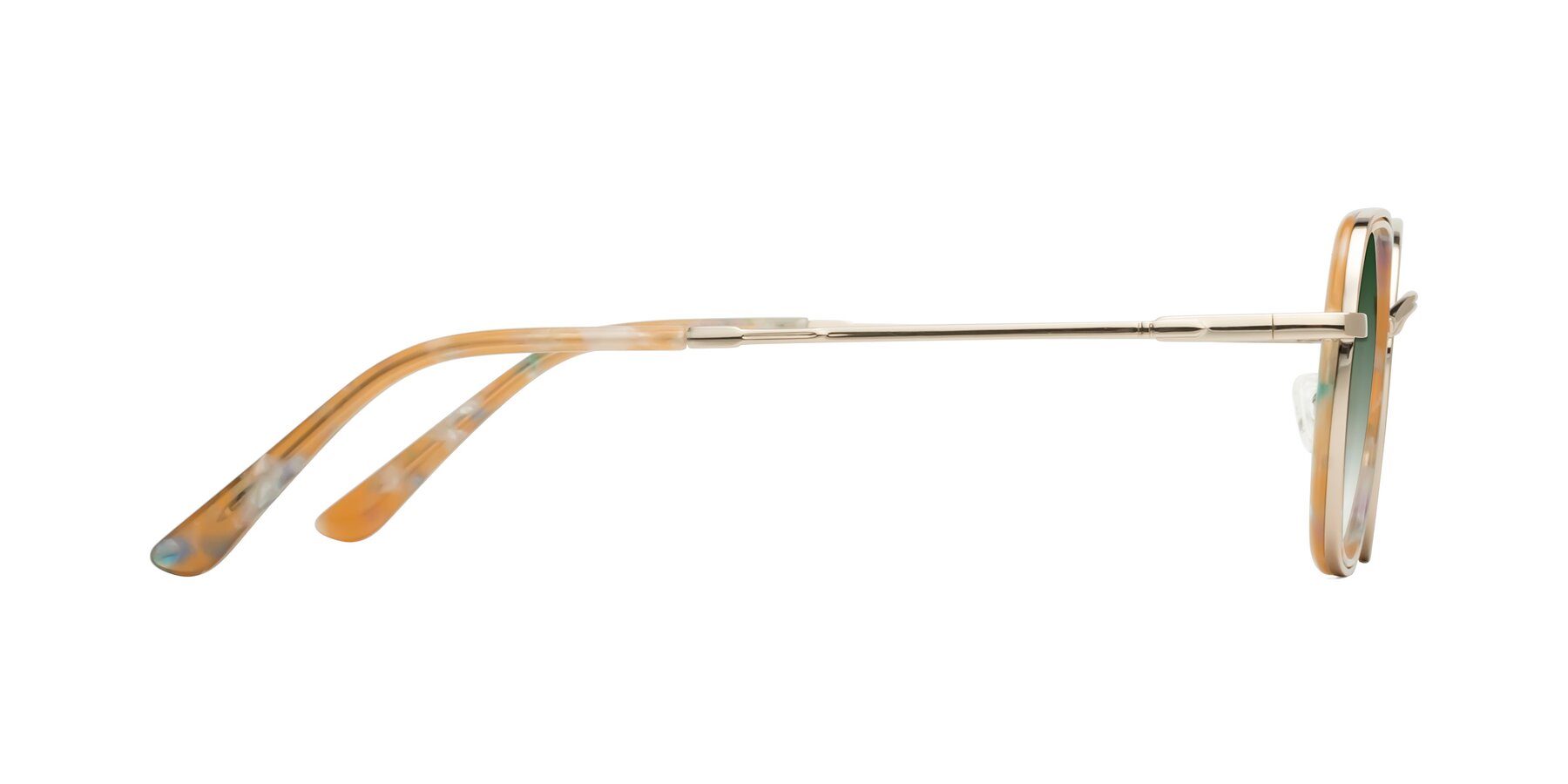 Side of Ana in Coral Tortoise-Gold with Green Gradient Lenses