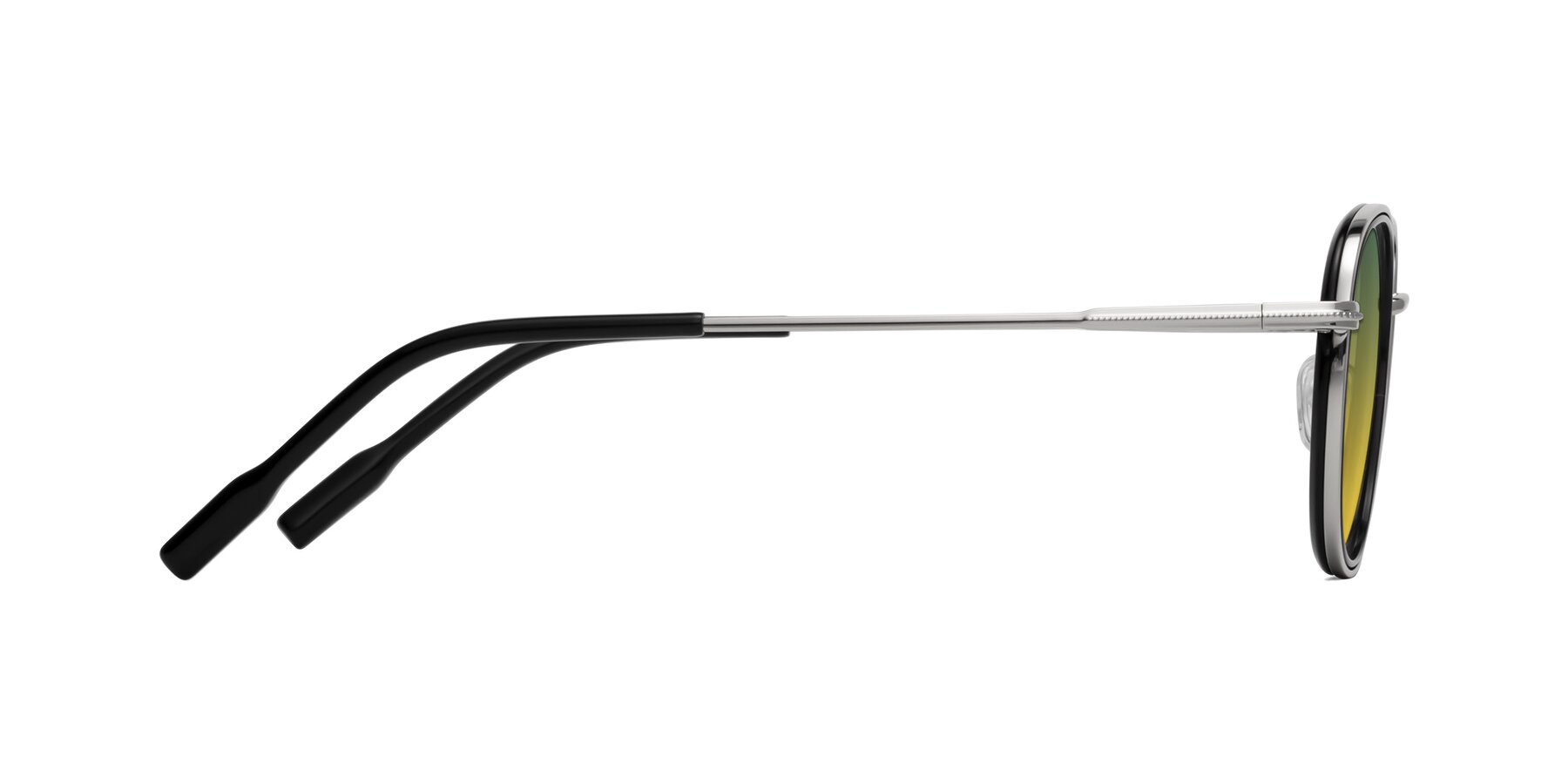 Side of Deanne in Black-Silver with Green / Yellow Gradient Lenses