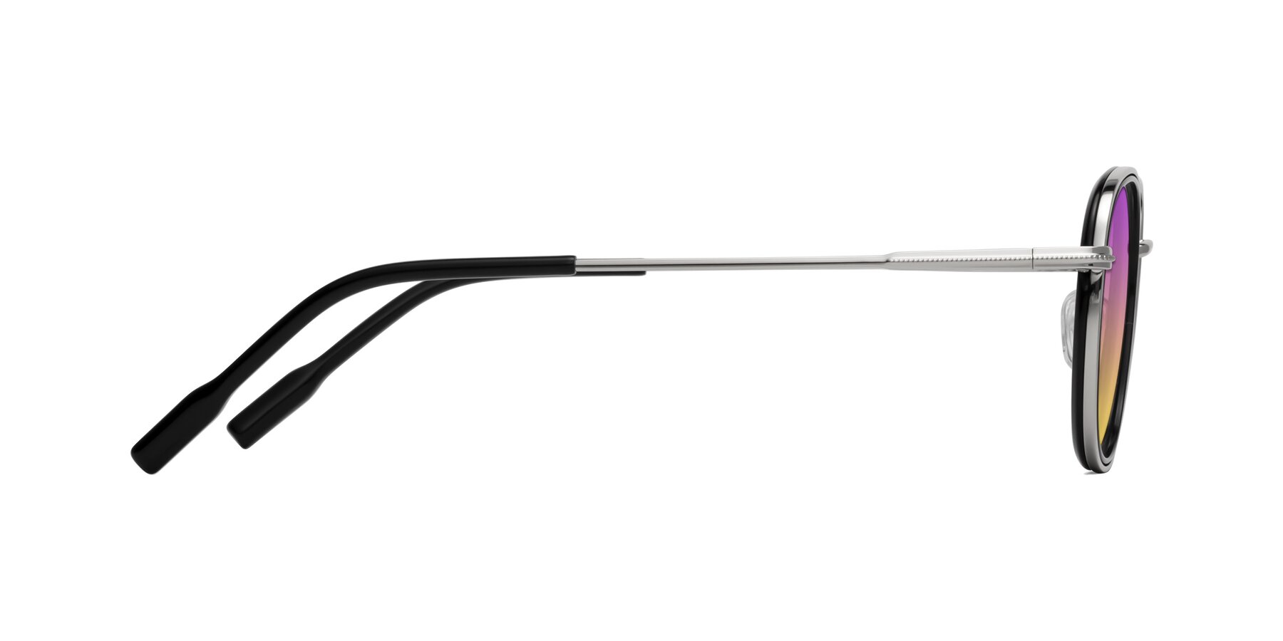 Side of Deanne in Black-Silver with Purple / Yellow Gradient Lenses