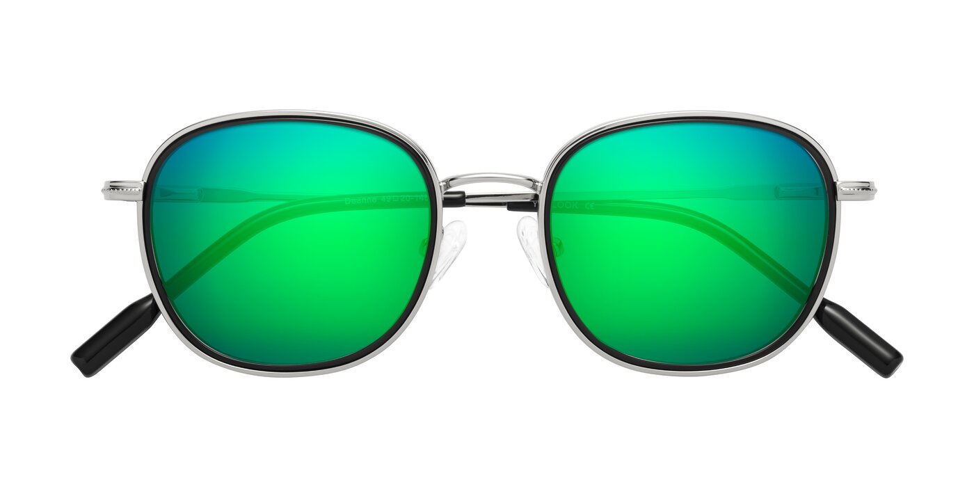 Deanne - Black/Silver Flash Mirrored Sunglasses