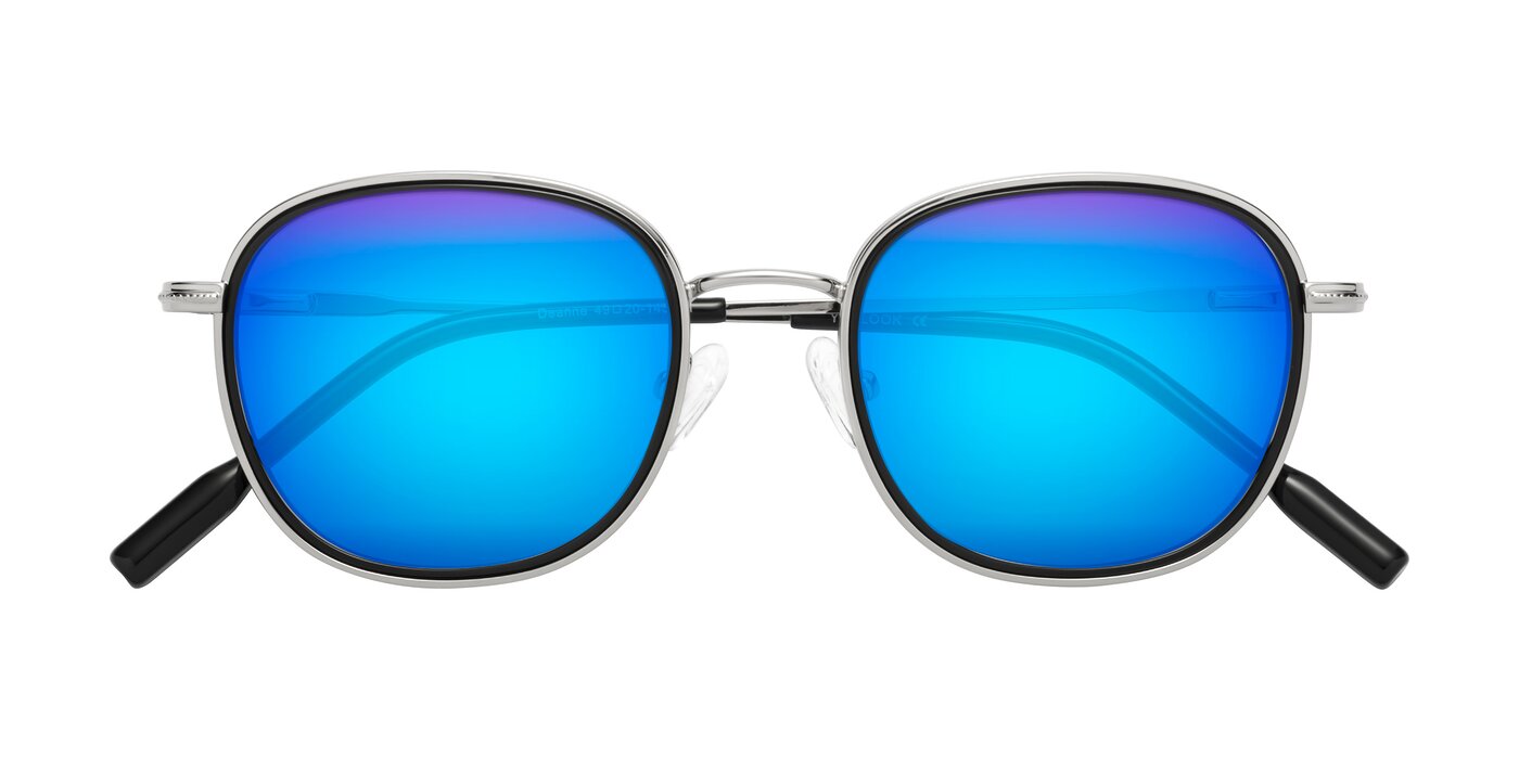 Deanne - Black/Silver Flash Mirrored Sunglasses